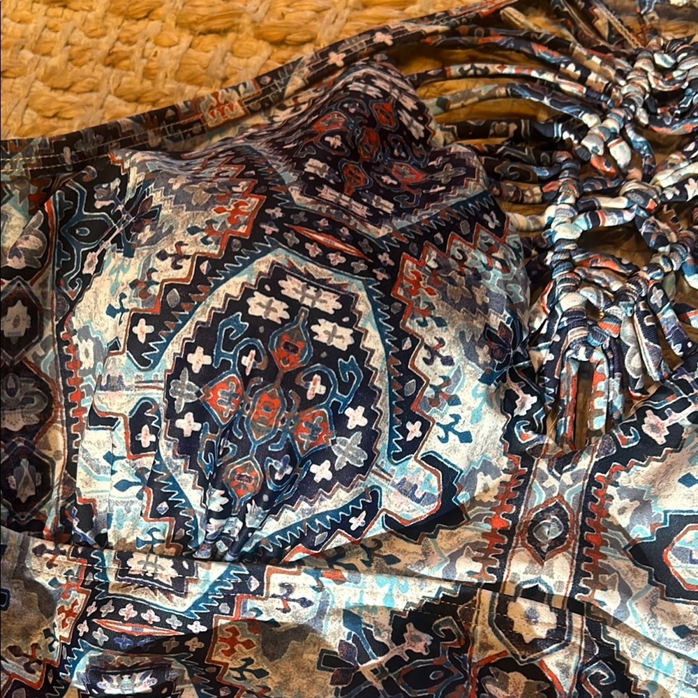 Swimsuits For All Blue and White Patterned Swimwear - Picture 3 of 11